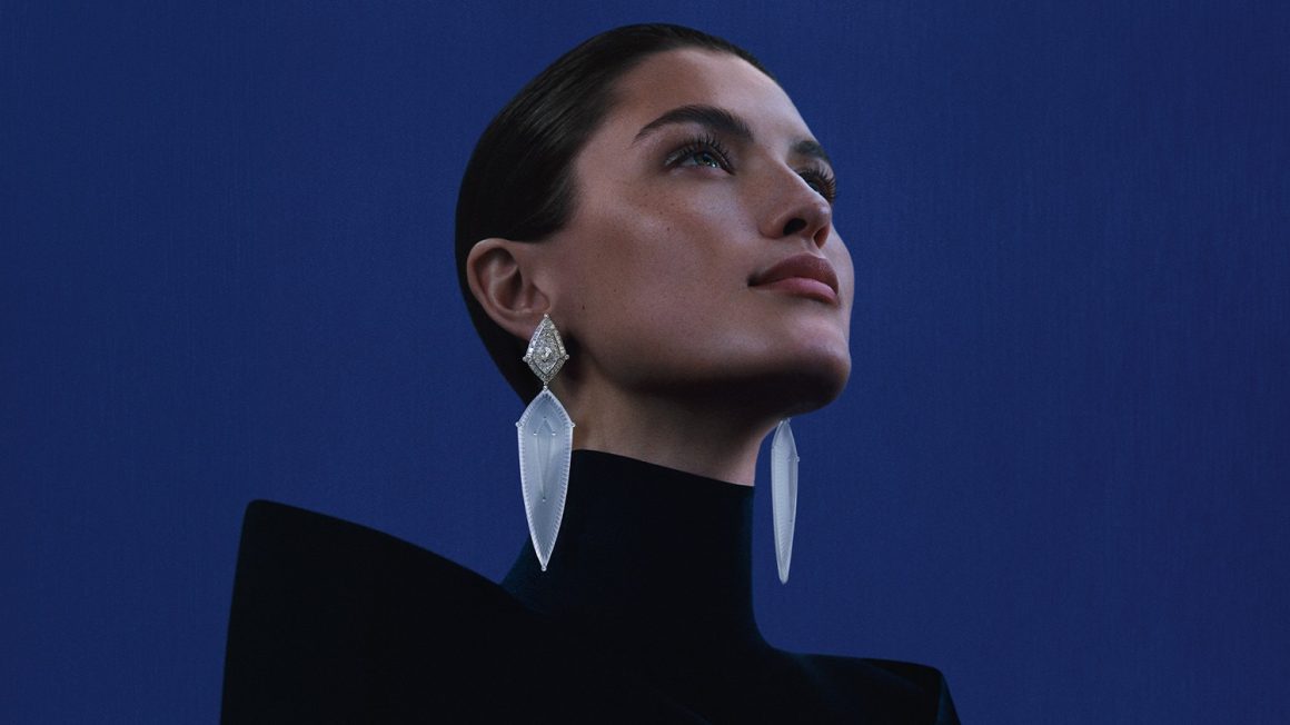 Boucheron “Iceberg” earrings with rock crystal and diamonds set in 18-karat white gold